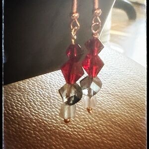 Elegant Red and Silver Crystal Earrings